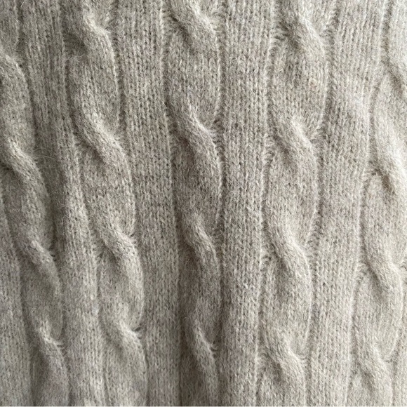 VINTAGE Super Soft Warm Cable Knit Open Front Cardigan Off White Size L - Picture 11 of 15